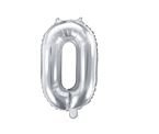 Balon foliowy srebrny cyfra 0 35cm