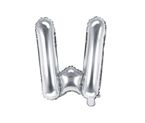 Balon foliowy srebrny litera W 35cm