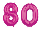 Balony foliowe fuksja liczba 80 66cm