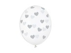 Balon krystaliczny serduszka srebrne 30cm 1szt