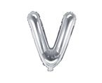 Balon foliowy srebrny litera V 35cm