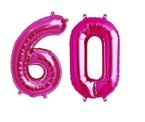 Balony cyfry różowe 60 urodziny 41cm