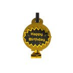 Trąbki urodzinowe Happy Birthday czarno złote 5szt