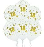 Balony lateksowe 18 urodziny białe 5szt