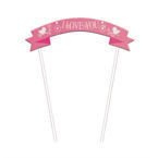 Baner urodzinowy na tort różowy I love You