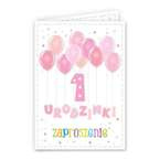 Zaproszenia 1 urodziny roczek dziewczynka 10szt