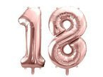Balony foliowe różowe złoto liczba 18 70cm
