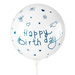 Naklejki na balony Happy Birthday niebieskie