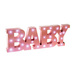 Napis drewniany Baby różowy świecący