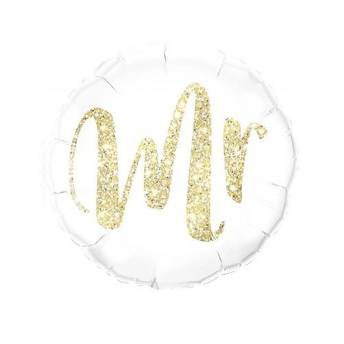 Balon foliowy ślubny napis złoty Mr 45cm