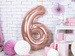 Balon foliowy różowe złoto cyfra 6 86cm