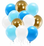 Bukiet balonowy niebiesko złoto biały 30cm 12szt