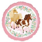 Balon foliowy Konie różowy okrągły 43cm