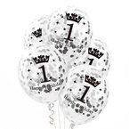 Balony lateksowe na roczek z konfetti 12cali 5 szt