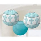 Abażury ozdobne komunijne błękitne 3 szt