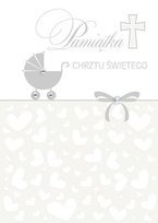 Pamiątka na Chrzest Święty biało srebrna 12,5x18cm