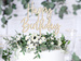 Topper drewniany na tort Happy Birthday 15x16,5cm