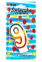 Świeczka urodzinowa kolorowa cyferka 9