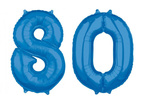 Balony foliowe niebieskie liczba 80 urodziny 66cm