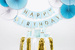 Baner urodzinowy Happy Birthday błękitny 15x175cm