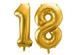 Balony foliowe złote liczba 18 osiemnastka 73cm