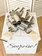 Duża ozdobna kokarda na prezent 45cm metaliczna srebrna