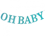 Baner papierowy Oh Baby błękitny brokatowy 300cm