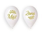 Balony ślubne Mąż Żona z listkami 13cali 4szt