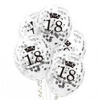 Balony krystal18 urodziny konfetti srebrne 5szt