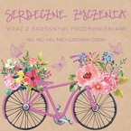 Laurka  eko Rower Serdeczne Życzenia 15x15cm