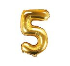 Balon foliowy złoty cyfra 5 35cm