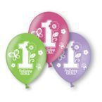 Balony lateksowe1 urodziny roczek różowe 6szt