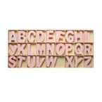 Alfabet drewniany dekoracyjny różowy 104szt