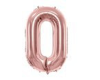 Balon foliowy różowe złoto cyfra 0 86cm