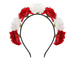 Opaska na głowę biało czerwone kwiaty 