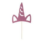 Toppery dekoracji tortu Jednorożec j.różowe 3szt