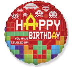 Balon foliowy Happy Birthday pixele 45cm