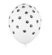 Balony lateskowe białe nadruk czarnych łapek 10szt