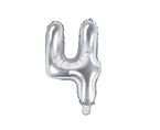 Balon foliowy srebrny cyfra 4 35cm