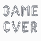 Balony literki srebrne napis Game Over
