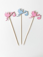 Dekoracja drewniana na piku Bocian błękitny 29x9cm