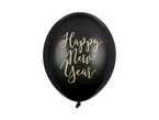 Balony lateksowe Happy New Year czarne złoty napis 30cm 1szt