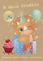 Kartka urodzinowa Dinozaur Eko 18x13cm