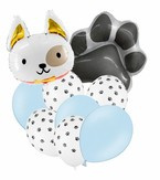 Bukiet balonowy  łapka głowa psa błękitna 9szt