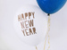 Balon lateksowy Happy New Year biały 30cm 1szt