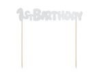 Baner na tort topper srebrny 1st Birthday 19,5cm