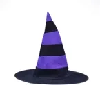 Kapelusz Wiedźmy  czarno fioletowy w paski