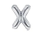 Balon foliowy srebrny litera X 35cm