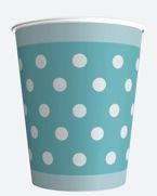 Kubeczki papierowe niebieskie w kropki 250ml 8szt