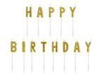 Świeczki urodzinowe pikery Happy Birthday złote